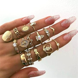 12 Pz/set Della Boemia Dell'annata Corona Gocce D'acqua Stelle Geometrica Regolabile Set Anello Di Cristallo Delle Donne Del Partito di Cerimonia Nuziale Dei Monili del Regalo - Product Image 2