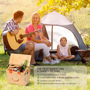 Wooden 2 In 1 Folding Table Storage Box Portable Bamboo Fruit <b>Vegetable</b> Container Rectangular <b>Standing</b> Type Food Storage - Product Image 4