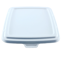 Barquette alimentaire jetable en bagasse de 9 pouces à 3 compartiments avec couvercle en pulpe PET pour restaurant, école et plats à emporter