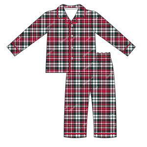 2025 nouveautés deux arcs Buffalo <span class=keywords><strong>Tartan</strong></span> pyjamas de noël enfants personnalisé coton pyjamas ensemble hiver et automne enfants pyjamas - Product Image 5