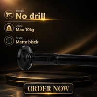 Tringle de Douche Sans Perçage à Tension Réglable en Acier Inoxydable Noir Mat – Accessoire de Salle de Bain