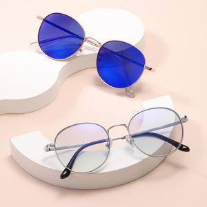 Lunettes photochromiques unisexes anti-lumière bleue, monture ronde en métal, <span class=keywords><strong>film</strong></span> anti-reflet bleu UV400, lunettes anti-lumière bleue - Product Image 2
