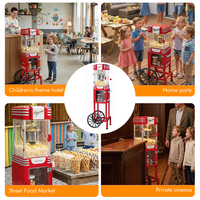 Chariot de concession pour pop-corn, avec bouilloire de 2,5 oz et 300 W, sur roulettes, prêt à être déplacé au comptoir