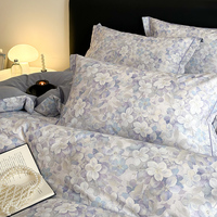Parure de lit 3 pièces en satin de coton 100% (300 fils/cm², 60s) certifiée OEKO-TEX, motif floral, infroissable, coutures simples et élégantes
