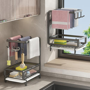 Égouttoir mural pour torchons avec étagère pour serviettes de cuisine et éponges, organisateur suspendu multifonctionnel - Product Image 1