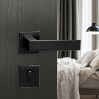 Poignée de porte silencieuse de conception moderne Doorshine, serrure noire pour porte de chambre en bois, oxyde d'aluminium pur, intérieur, salles de bain, villas, facile
