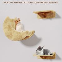 Étagères murales pour chats 13-en-1, ensemble de meubles muraux pour chats avec étagère en tissu pelucheux, hamac lune, condo, maison et marchepied