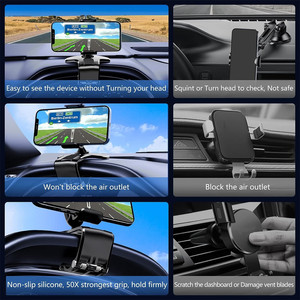 Support de téléphone portable de tableau de bord de rotation à <span class=keywords><strong>360</strong></span> degrés support de montage de pince de voiture adapté aux Smartphones de <span class=keywords><strong>4</strong></span> à 7 pouces support de support de téléphone de voiture - Product Image 4