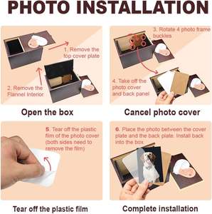 Köpek ve kedi külleri için urnlar, fotoğraf çerçeveli ahşap evcil hayvan hatıra eşyaları, evcil hayvanları anma ve hatıra hediyeleri - Product Image 4