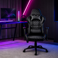 Chaise de bureau ergonomique à dossier haut avec support lombaire, pivotante, réglable, moderne, pour jeux sur ordinateur, avec appui-tête, pour la détente