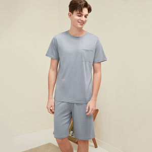 Pigiama Estivo da <span class=keywords><strong>Uomo</strong></span> in Modal Rinfrescante, Set a Maniche Corte, Tinta Unita, Casual, Comodo e Traspirante in Tessuto Lavorato a Maglia MMYX XH055 - Product Image 2
