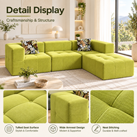 Modulares Hochdichte-Schaumstoffsofa, Flexibles Blockdesign, L-förmiges Gestepptes Würfelsofa mit Ottoman, Werksanpassung