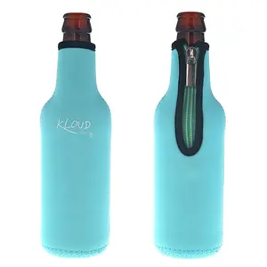 Cao Cấp Tùy Chỉnh Sản Xuất Neoprene Bia Chai Cooler Chủ Cách Điện Rượu Bia Mát Tay Áo Với Dây Kéo