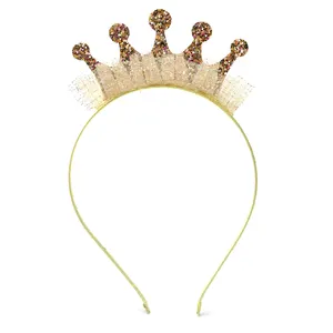Elegantes Haar Reifen Glitter Stirnband große Krone Pailletten Tüll Haarschmuck Haar gummis für Mädchen Prinzessin Party Dress up Haarband