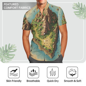 Offre Spéciale Polyester Château Impression Numérique Mode Plage Chemise Boutonnée Séchage Rapide En Plein Air À Manches Courtes Fabricants De Vêtements - Product Image 5