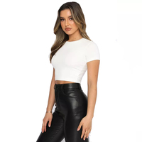 T-shirt à manches courtes pour femme, haut court, blanc, coupe Slim, Logo personnalisé, bon marché, vente en gros, Offre Spéciale