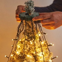 Guirlande lumineuse LED en cascade pour sapin de Noël, éclairage en forme d'anneau pour le sommet du sapin, lumières féériques décoratives pour cour de vacances, télécommande