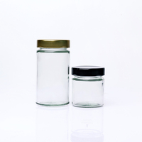 Vente en gros de pots à épices cylindriques en verre de 24 oz, 32 oz et 1 L avec couvercle noir