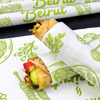 Papier alimentaire biodégradable et écologique imprimé avec logo personnalisé, résistant à la graisse, pour l'emballage de hamburgers, shawarmas et burritos