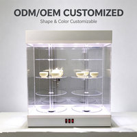 Vitrine d'exposition en acrylique transparent avec éclairage LED, verrouillable, rotative, à plusieurs niveaux, pour objets de collection, figurines, jouets, bijoux, OEM ODM