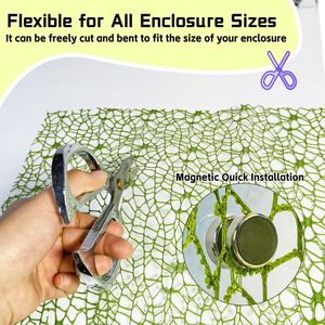 Réduit d'élevage pour araignées sauteuses et tarinopes en maille grimpante, 2 vertes, 2 noires, avec 12 fermoirs magnétiques, accessoires de <span class=keywords><strong>habitat</strong></span> pour insectes, décor de terrarium - Product Image 2
