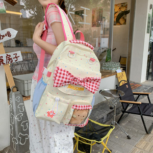 High-appearance fashionable cute plaid bowknot <b>backpack</b> for large capacity <b>backpack</b> - Product Image 3