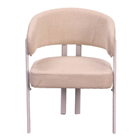 Échantillon Gratuit - Fauteuil Minimaliste à Dossier Haut en Tissu avec Pieds Métalliques - Chaise de Salle à Manger Moderne Nordique de Luxe Élégante - Meuble Personnalisé