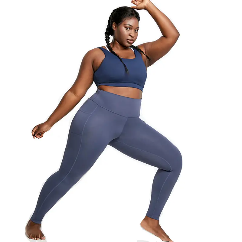 Hoge Kwaliteit Custom Logo Polyester Spandex Leggings En Sportbeha Plus Size Activewear Sets Vrouwen 1x-6x Plus Size Yoga Set