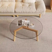 Table basse en verre trempé de style design, meubles de salon modernes et minimalistes, cadre en bois transparent, respectueux de l'environnement