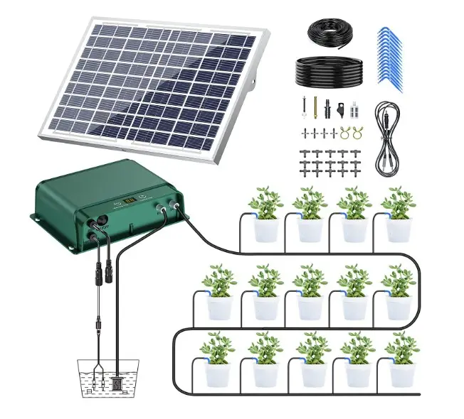 Sistema de rega automática de sistema solar, sistema de rega de greenhouse para plantas em vasos, varanda interna e exterior