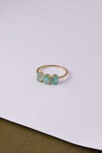 Bague de fiançailles en or jaune 10K avec émeraude naturelle et diamants, bijou de déclaration, pierre de naissance de mai, cadeau pour elle - Product Image 3
