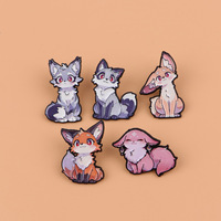 Vente en gros de badges émaillés personnalisés mignons animaux anime, badges de revers renard Kawaii, directement de l'usine, en stock, faible MOQ