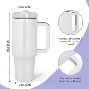40 Oz White Sublimation <b>Tumbler</b> <b>With</b> Handle Stainless Steel <b>Straw</b> Insulated Double Wall Vacuum Reusable Cups For Travel - Product Image 3