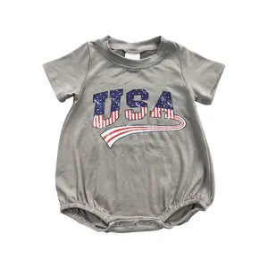 SR0287 pakaian butik anak bayi baju monyet bayi cetak USA bertema Hari Kemerdekaan