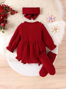 Kids Clothing Children's Clothing New Style Toddler <b>Long</b>-sleeve Rompers <b>Socks</b> Headbands Baby Girl Clothes 0-18M - Product Image 3