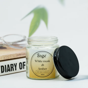 Vela Aromática en Frasco de Ámbar con Aroma a Almizcle Blanco, Fragancia Cálida y Elegante para el Hogar, Ambiente de Lujo, Sanación Espiritual y Energía Tranquila - Product Image 2