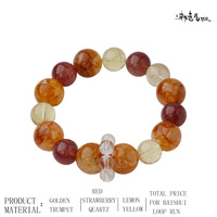 Collier artisanal en argent de Han Qian'er avec cristaux naturels rouges, dorés, en forme de fraise, de citron et de trompette blanche, orné de strass, fait main, cadeau pour femme
