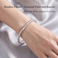 Bracelet manchette élégant en acier inoxydable plaqué or 18 carats, motif bambou taillé diamant, poli miroir, gravé, accessoires pour femmes