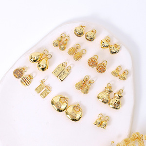 Colgante de cobre macizo chapado en oro de 18 quilates, formas mixtas para hacer collares, accesorios de joyería DIY D110 - Product Image 5