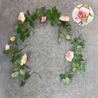 Guirlande de fleurs artificielles en soie de 2 m (6,56 pi) pour décoration de mariage, fête ou cheminée