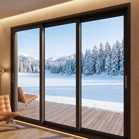 Puerta Corredera Silenciosa de Perfil Delgado de Aleación de Aluminio Europea Moderna, de 3 Vías, con Doble Acristalamiento y Paneles Templados para Villas de Lujo