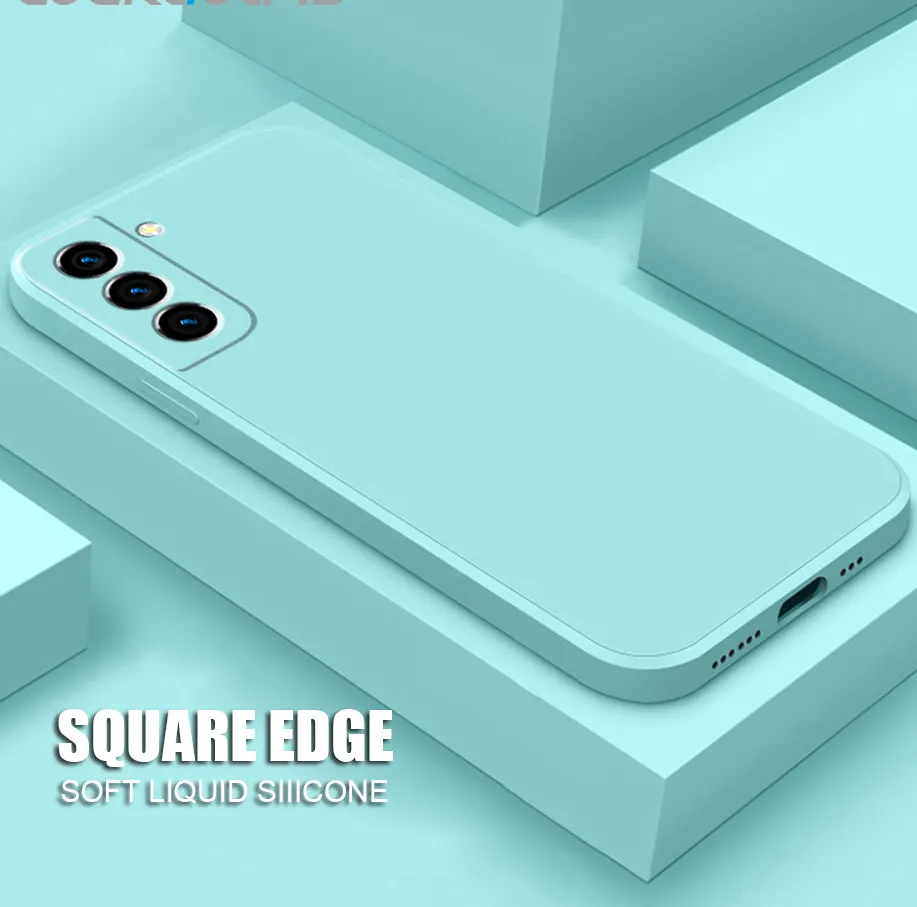 Square Liquid Silicone Case Original For Samsung Galaxy S21 Ultra S8 S9 S10 Note 8 9 10 20 Plus A31 A51 A52 Shockproof Cover TPU
