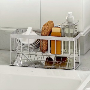 Égouttoir à éponges double niveau en acier inoxydable pour évier de cuisine, support de rangement pour brosses de nettoyage, usage domestique - Product Image 1