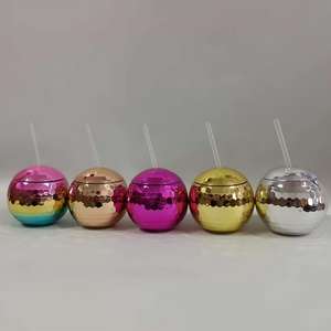 Vaso de discoteca con forma de bola de arcoíris y purpurina brillante de 20 oz con pajitas, para cócteles y fiestas - Product Image 5