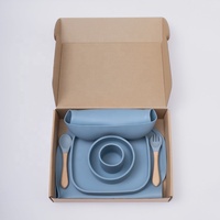 Ensemble de vaisselle de sevrage pour bébé 7 pièces personnalisé en gros ensemble cuillère fourchette en silicone souple couverts pour tout-petits à manger enfants ensemble d'alimentation pour bébé