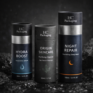 Premium Custom Luxury Paper Tube Packaging for Men Skincare Beard Oil Serum <b>Round</b> Cardboard Cylinder <b>Box</b> Custom Logo Factory - Product Image 5