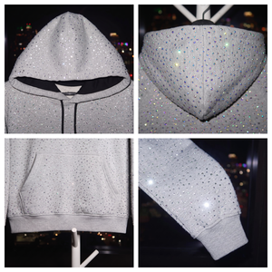 เสื้อฮู้ดดี้ปักคริสตัลวิบวับแบบเต็มตัว รุ่น 7708 ผ้าเทอร์รี่คอตตอน สตรีทแวร์ ทรงโอเวอร์ไซส์ จากผู้ผลิต - Product Image 4