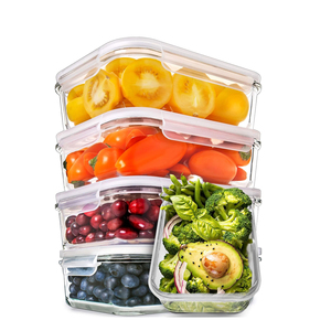 Kitchen Airtight <b>Clear</b> PETG Food Storage <b>Containers</b> Set Stackable Durable Food Grade Fridge Organizer Flip Top Lids Modern - Product Image 1