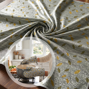 Tissu en coton imprimé avec motif feuilles <span class=keywords><strong>de</strong></span> vigne, enduit d'aluminium résistant à la chaleur, pour housse <span class=keywords><strong>de</strong></span> planche à repasser et maniques <span class=keywords><strong>de</strong></span> four - Product Image 1