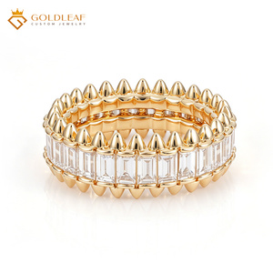 Goldleaf Custom 9K 14K 18K Gold Plated Emerald Cut CVD HPHT Lab Grown Diamond Engagement Wedding <b>Ring</b> IGI Certificate - Product Image 2